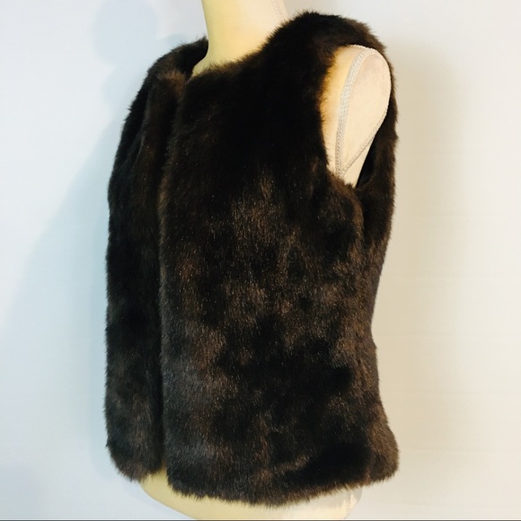 Worthington S Faux Fur Vest Open Front Evening - Picture 3 of 8